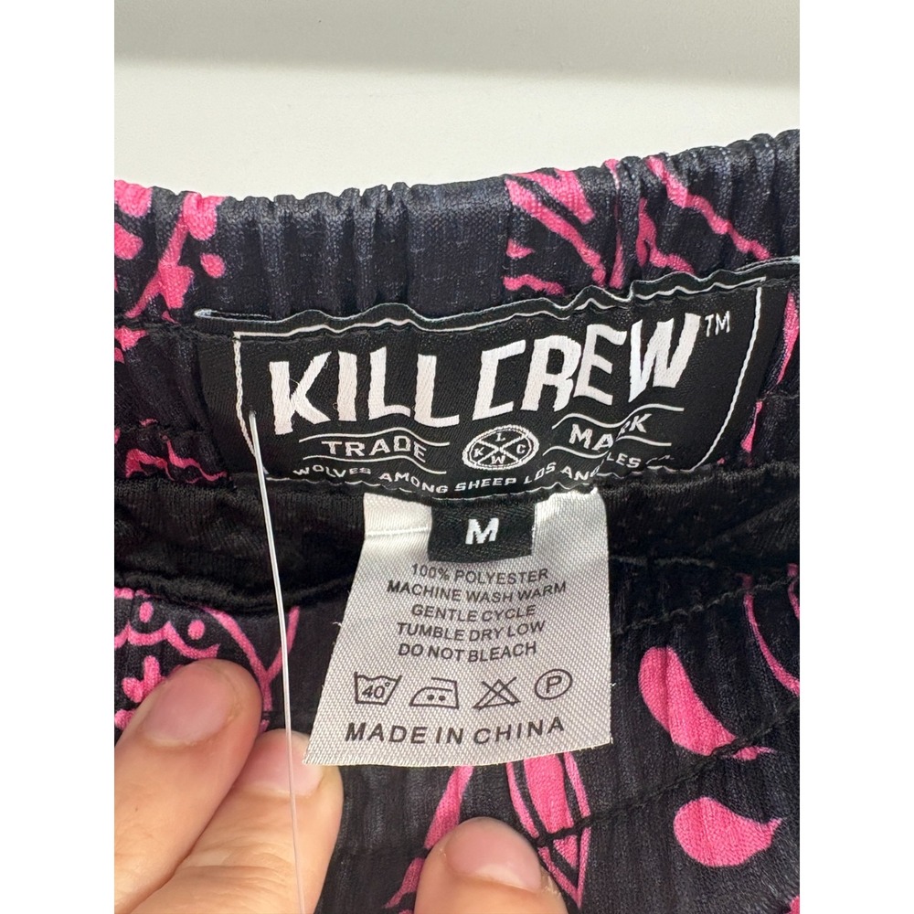 NWT Kill Crew Muay Thai Fit Shorts Men Medium Black/Pink Paisley 100% Polyester - Picture 6 of 7